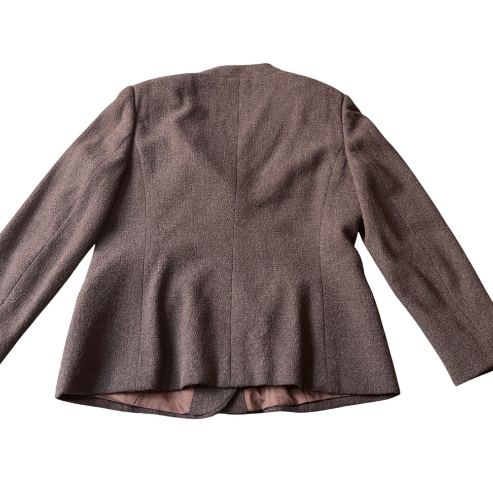 Giorgio Armani Le Collezioni Brown Wool Blend Skirt Suit Set Made in Italy 12/8 - Picture 3 of 16